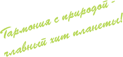 Гармония с природой — главный хит планеты!